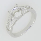 14K White Gold Semi Mount Ring Setting Round RD 8x8mm Celtic Knot Syzjewelry